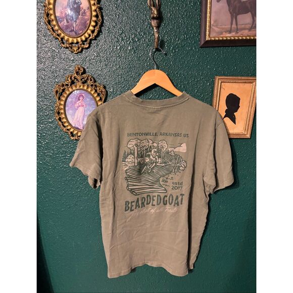 Bearded Goat Mens Olive Green Short Sleeve Shirt Sz Large - Picture 2 of 3